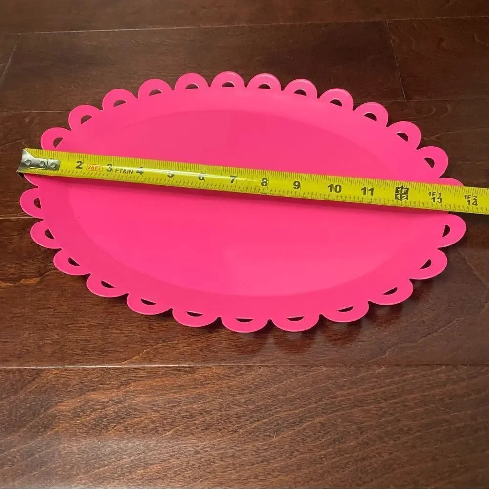 Spritz Bright Pink Doily Scalloped Serving or Vanity Tray